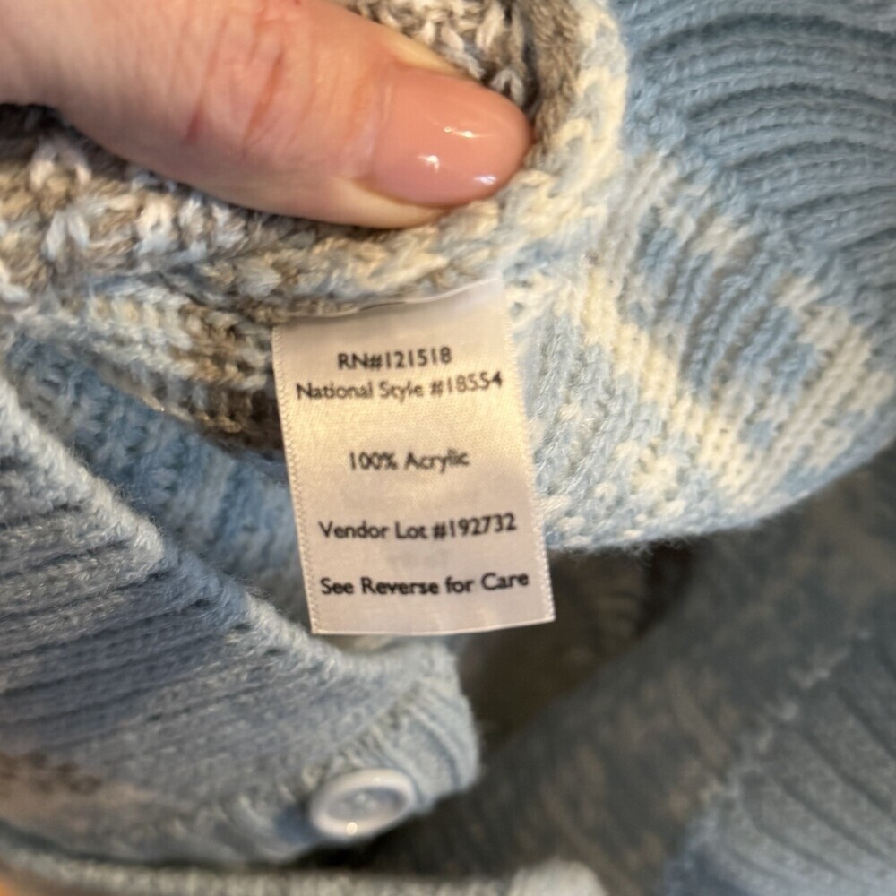 National Since 1952 Blue Fair Isle Cardigan Sweater Women’s Med. Button Front - Picture 4 of 10